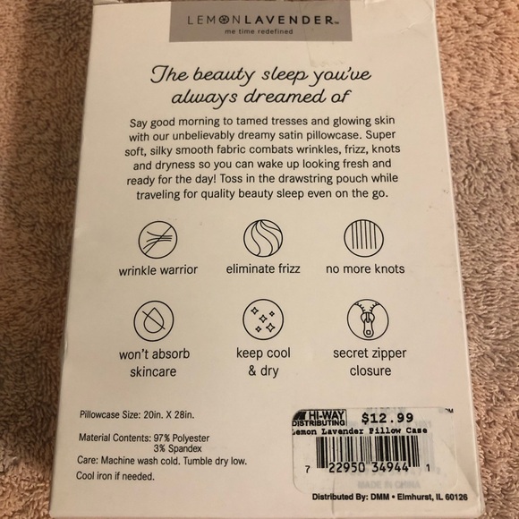 Lemon Lavender Bye Bye Bedhead Silky Satin Pillowcase Standard Size NIB - Picture 2 of 2